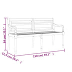 Batavia-Bank mit Anthrazit Kissen 150 cm Massivholz Teak