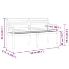 Batavia-Bank mit Schwarzem Kissen 150 cm Massivholz Teak