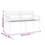 Batavia-Bank mit Anthrazit Kissen 150 cm Massivholz Teak