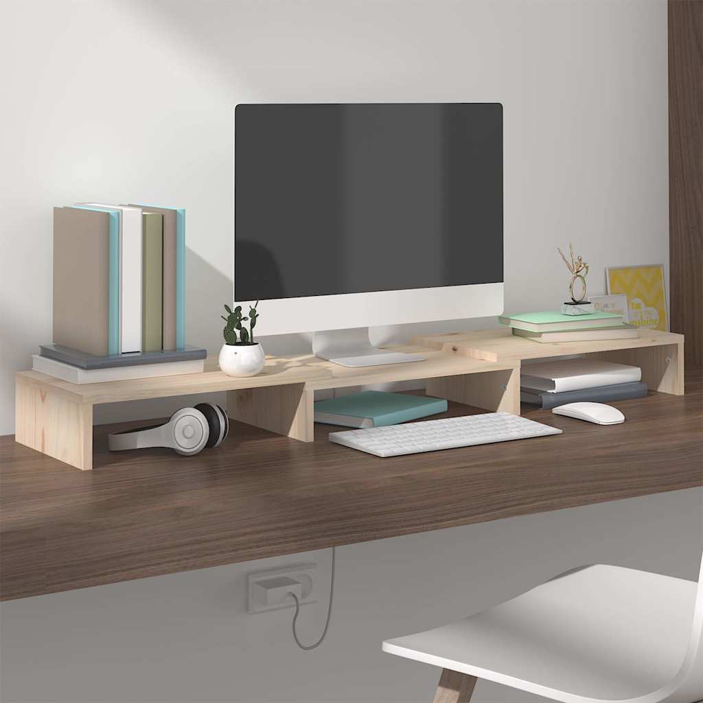 Monitorerhöhung 80 × 24 × 10,5 cm aus unbehandeltem massivem Kiefernholz