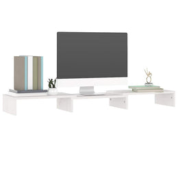 Monitorerhöhung 80 × 24 × 10,5 cm aus Kiefer-Massivholz - Weiß