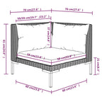 5-tlg. Garten-Lounge-Set mit Kissen Poly Rattan Dunkelgrau