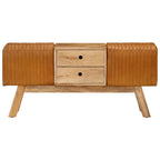 Bock-Sitzbank Braun 107cm Echtes Ziegenleder & Massivholz Mango