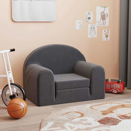 Schlafsofa für Kinder Anthrazit Weicher Plüsch