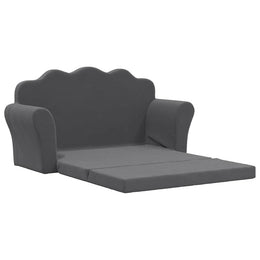 2-Sitzer Schlafsofa für Kinder Anthrazit Weicher Plüsch