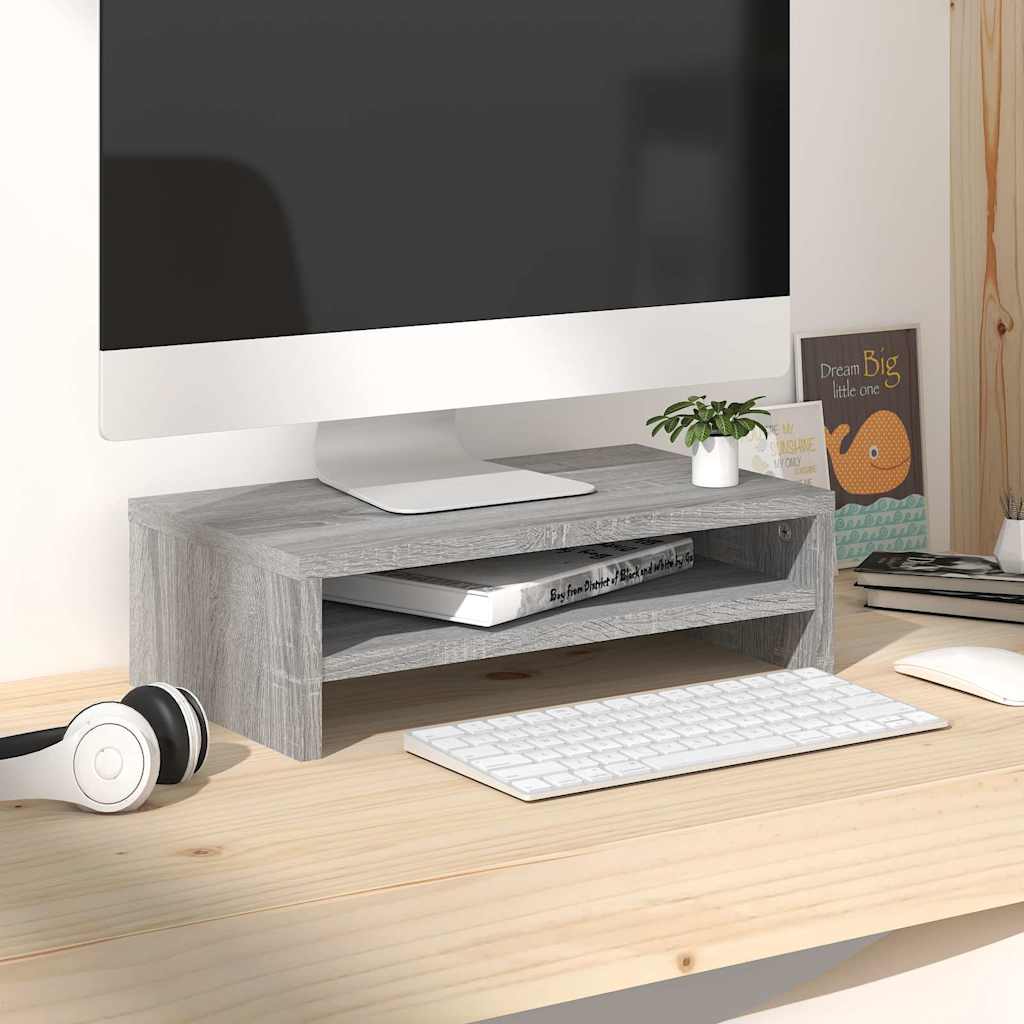Monitorerhöhung 42 × 24 × 13 cm aus Holzwerkstoff - Grau Sonoma