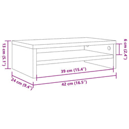 Monitorerhöhung 42 × 24 × 13 cm aus Holzwerkstoff - Braun Eichen-Optik