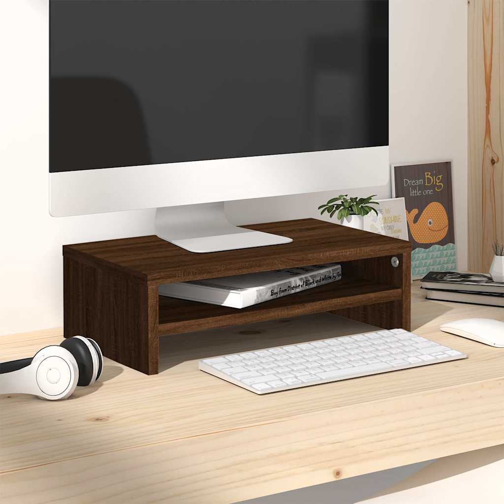 Monitorerhöhung 42 × 24 × 13 cm aus Holzwerkstoff - Braun Eichen-Optik