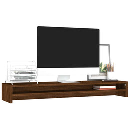 Monitorerhöhung 100 × 24 × 13 cm aus Holzwerkstoff - Braun Eichen-Optik