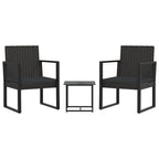 3-tlg. Garten-Lounge-Set mit Kissen Schwarz Poly Rattan