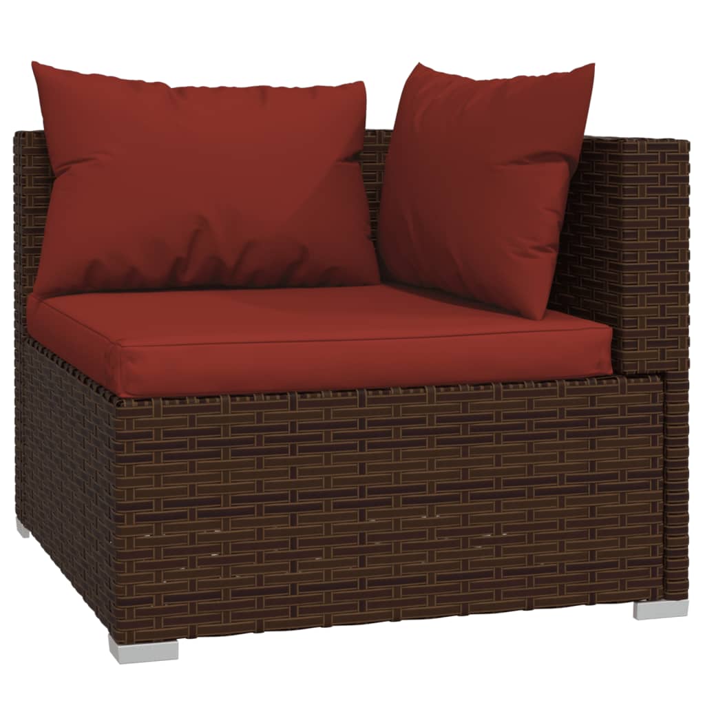 13-tlg. Garten-Lounge-Set mit Kissen Poly Rattan Braun