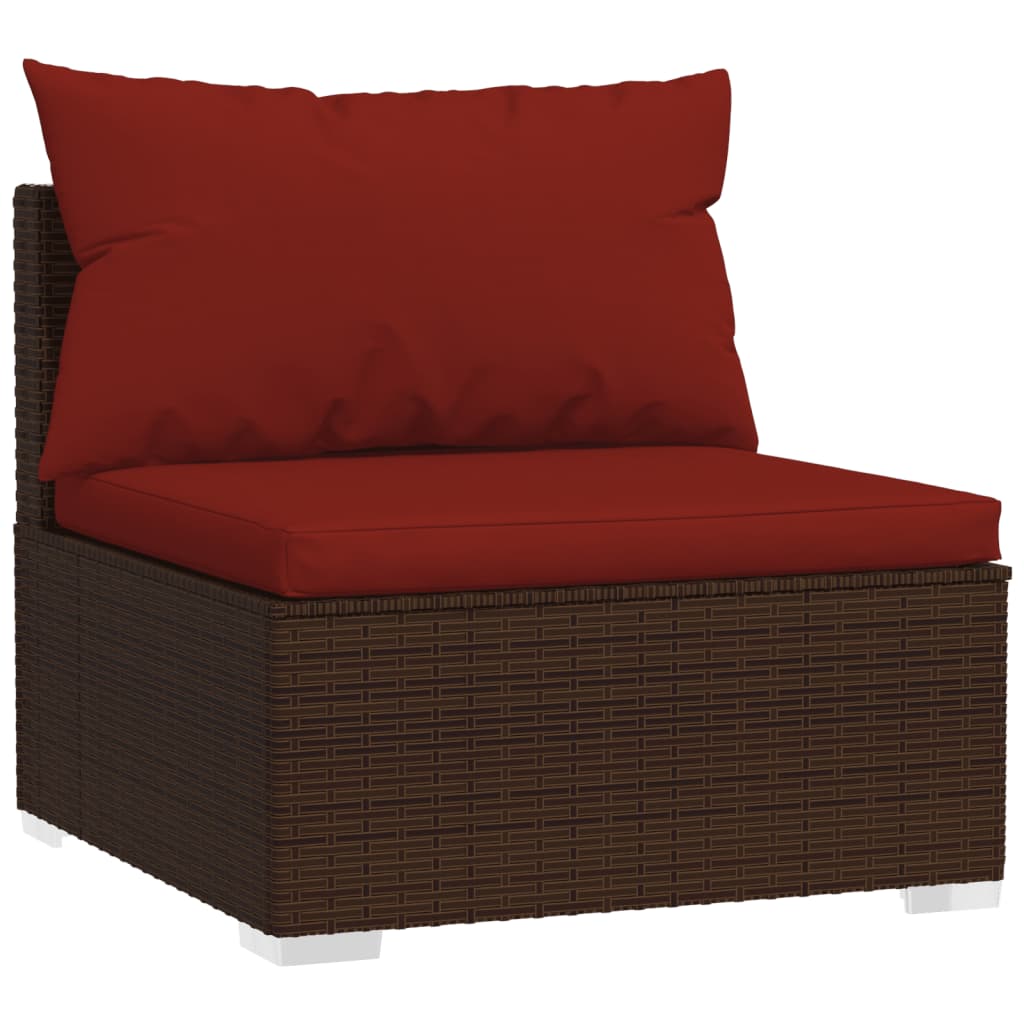 13-tlg. Garten-Lounge-Set mit Kissen Poly Rattan Braun