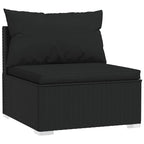 4-tlg. Garten-Lounge-Set mit Kissen Poly Rattan Schwarz
