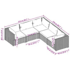 5-tlg. Garten-Lounge-Set mit Kissen Poly Rattan Grau
