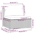6-tlg. Garten-Lounge-Set mit Kissen Poly Rattan Grau