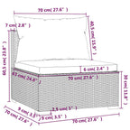 6-tlg. Garten-Lounge-Set mit Kissen Poly Rattan Grau