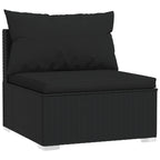 6-tlg. Garten-Lounge-Set mit Kissen Poly Rattan Schwarz