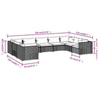 9-tlg. Garten-Lounge-Set mit Kissen Poly Rattan Schwarz