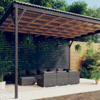 10-tlg. Garten-Lounge-Set mit Kissen Grau Poly Rattan
