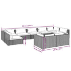 9-tlg. Garten-Lounge-Set mit Kissen Schwarz Poly Rattan