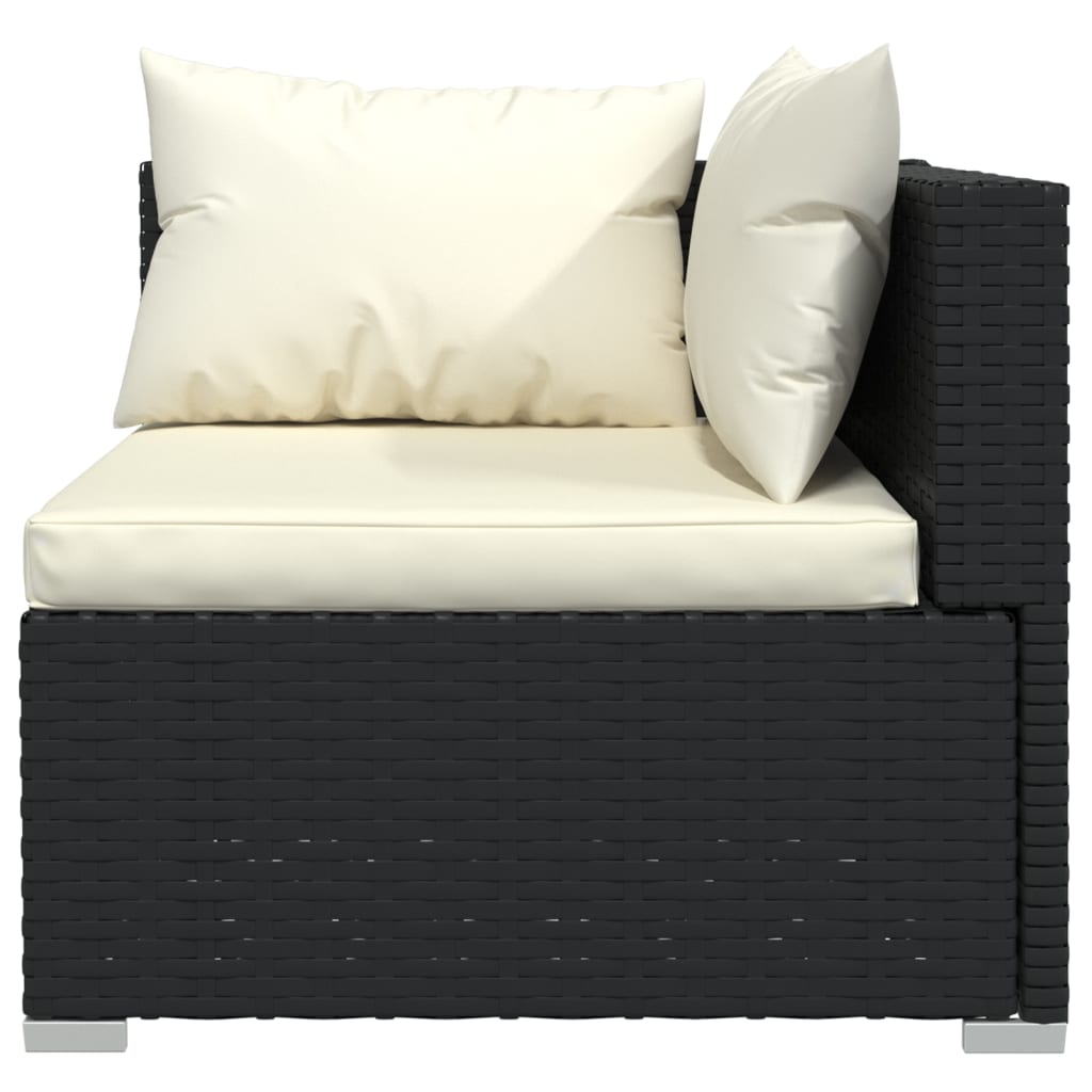 10-tlg. Garten-Lounge-Set mit Kissen Schwarz Poly Rattan