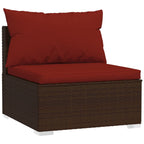 13-tlg. Garten-Lounge-Set mit Kissen Braun Poly Rattan