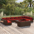 13-tlg. Garten-Lounge-Set mit Kissen Braun Poly Rattan