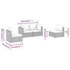 4-tlg. Garten-Lounge-Set mit Kissen Poly Rattan Schwarz