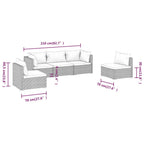 5-tlg. Garten-Lounge-Set mit Kissen Poly Rattan Schwarz