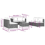 7-tlg. Garten-Lounge-Set mit Kissen Poly Rattan Braun