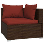 6-tlg. Garten-Lounge-Set mit Auflagen Poly Rattan Braun