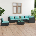 7-tlg. Garten-Lounge-Set mit Kissen Poly Rattan Schwarz