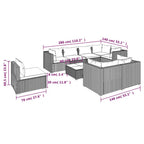 9-tlg. Garten-Lounge-Set mit Kissen Poly Rattan Schwarz
