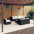 9-tlg. Garten-Lounge-Set mit Kissen Poly Rattan Schwarz