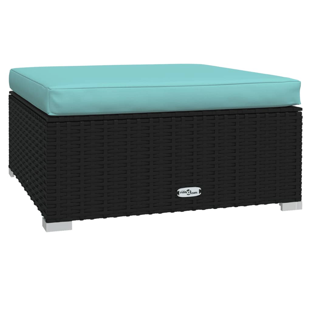 10-tlg. Garten-Lounge-Set mit Kissen Poly Rattan Schwarz