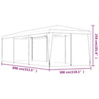 Partyzelt mit 8 Mesh-Seitenwänden Anthrazit 3x9 m HDPE