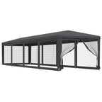 Partyzelt mit 10 Mesh-Seitenwänden Anthrazit 3x12 m HDPE