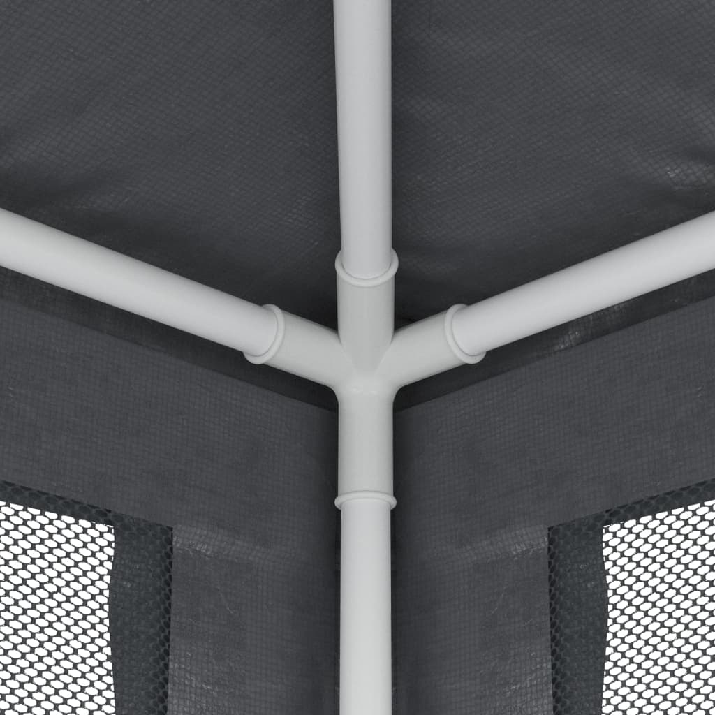 Partyzelt mit 10 Mesh-Seitenwänden Anthrazit 3x12 m HDPE