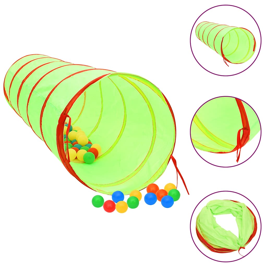 Spieltunnel mit 250 Bällen Grün 175 cm Polyester