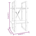Bücherregal 2 Fächer Braun Eiche-Optik 40x30x70cm Holzwerkstoff