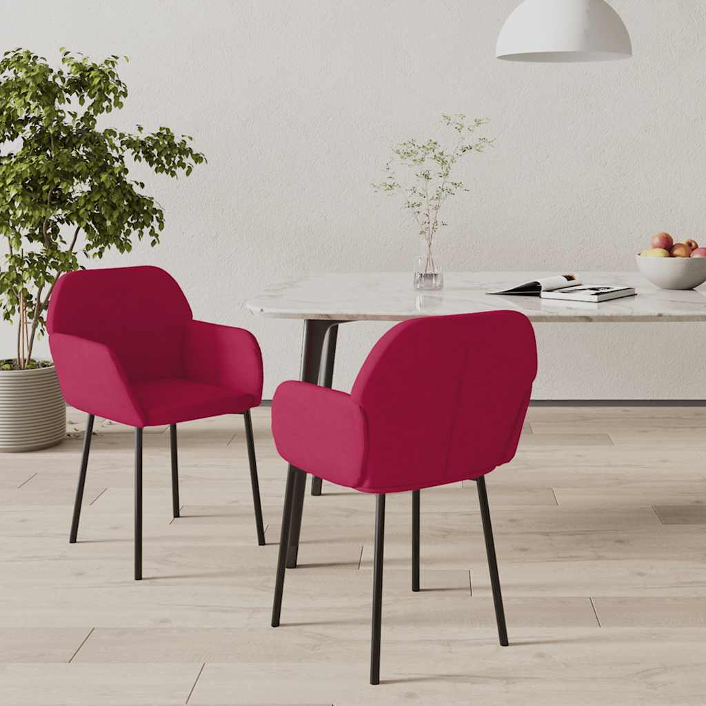 Esszimmerstühle 2 Stk. Weinrot Samt