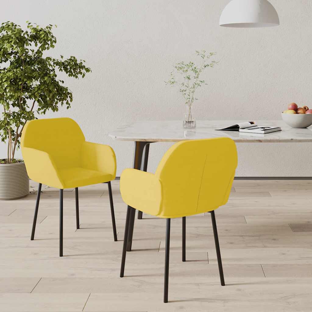 Esszimmerstühle 2 Stk. Gelb Samt