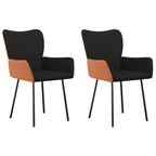 Esszimmerstühle 2 Stk. Schwarz Stoff und Kunstleder