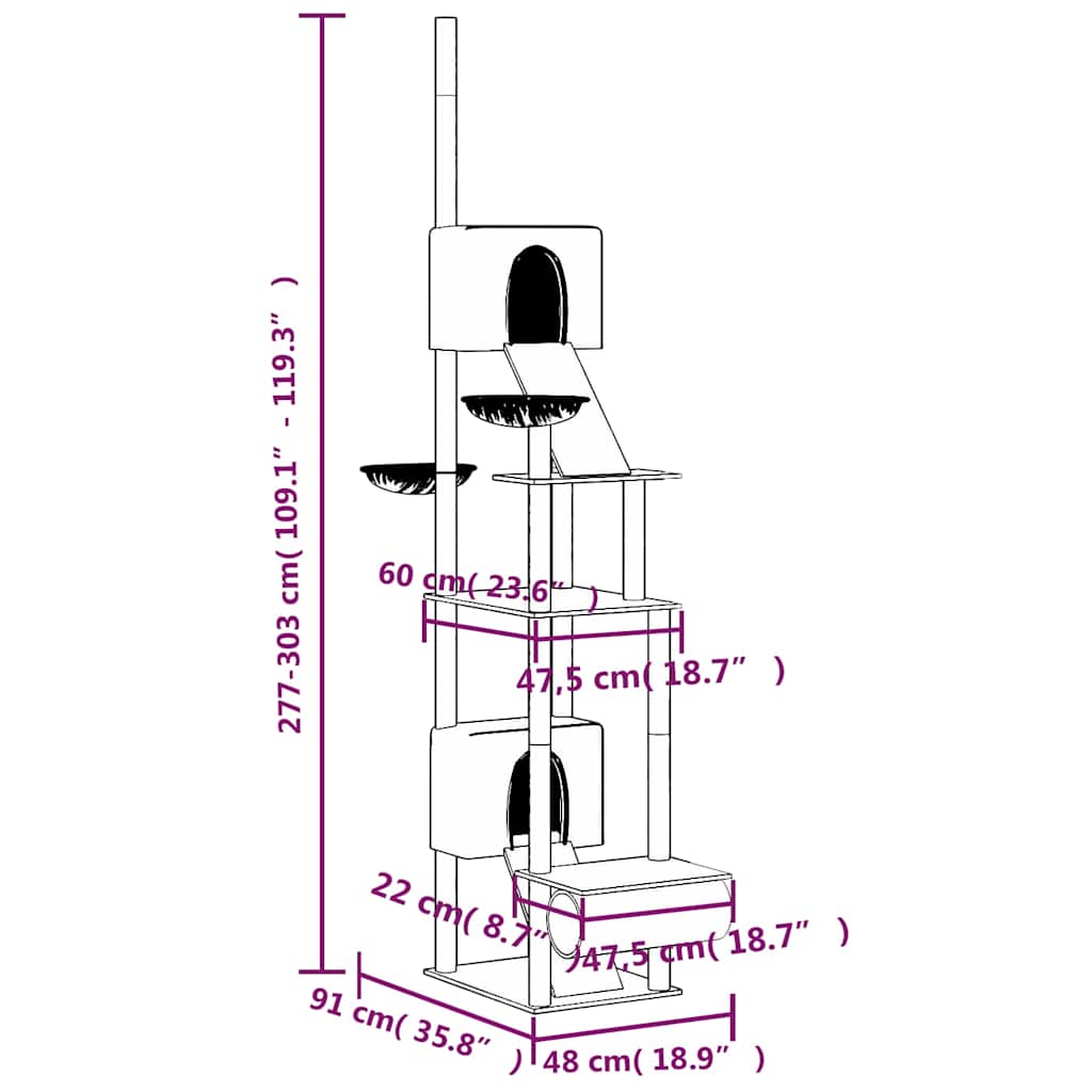 Kratzbaum Deckenhoch Dunkelgrau 277-303 cm