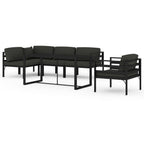 6-tlg. Garten-Lounge-Set mit Kissen Aluminium Anthrazit