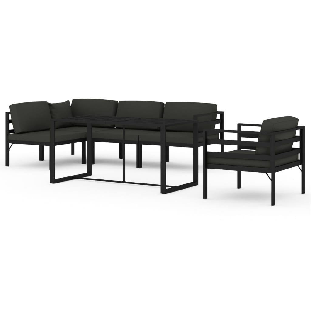 6-tlg. Garten-Lounge-Set mit Kissen Aluminium Anthrazit
