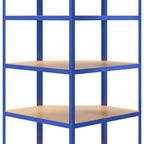 Eckregal mit 5 Böden Blau Stahl & Holzwerkstoff