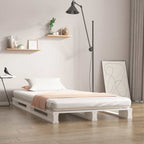 Palettenbett Weiß 90x190 cm Massivholz Kiefer