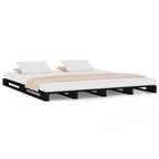 Palettenbett Schwarz 120x190 cm Massivholz Kiefer