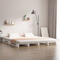 Palettenbett Weiß 140x190 cm Massivholz Kiefer